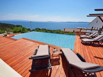 Ferienhaus, Pool-Terrasse mit Meerblick, Trogir, Kroatien